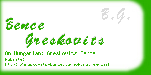 bence greskovits business card